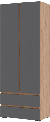 Хелен ШК 01 Шкаф 2х створчатый(0,800х2,100х0,460) серый графит/дуб крафт золото