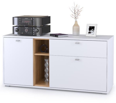 Бэль 10.91 Тумба, цвет дуб крафт золотой/белый премиум, ШхГхВ 131,4х43х66,2 см., НЕ универсальная сборка