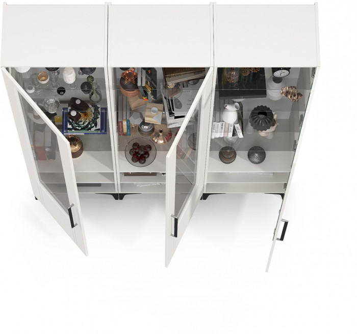 Валенсия Гостиная № 130, цвет ЛДСП белый шагрень/МДФ белый шагрень, ШхГхВ 165х38,1х225,2 см., универсальная сборка