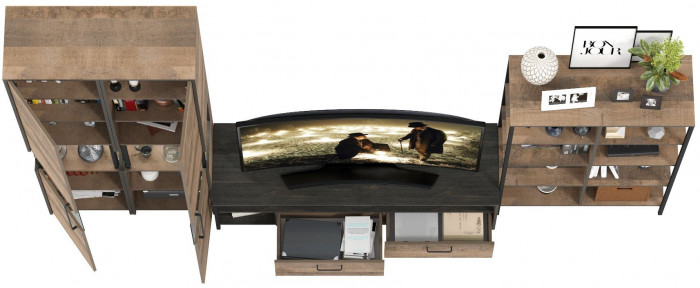 Трувор Гостиная 030, цвет дуб гранж песочный/интра, ШхГхВ 329,4х45,4х210 см., универсальная сборка