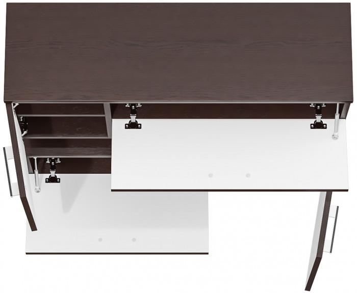 Тумба ТВ С-МД-С1-1000, цвет венге/белый шагрень, ШхГхВ 100х30х93 см., НЕ универсальная сборка