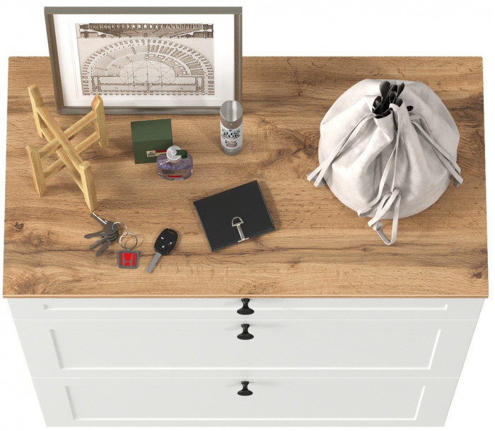 Остин 16.121 Тумба для обуви, цвет белый шагрень/дуб крафт золотой, ШхГхВ 80х41,6х99,3 см.