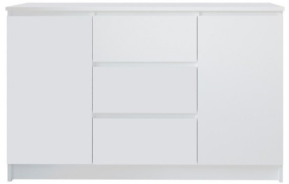 Челси Комод 1200 (2 двери 3 ящика) (Белый глянец, Белый)