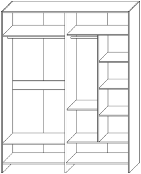 Шкаф для одежды 4-х дверный "Герта" - Дуб канзас/Зеленый матовый