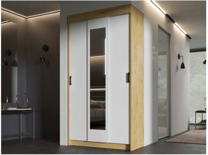 Эко Шкаф-купе, Вотан/Белый гладкий