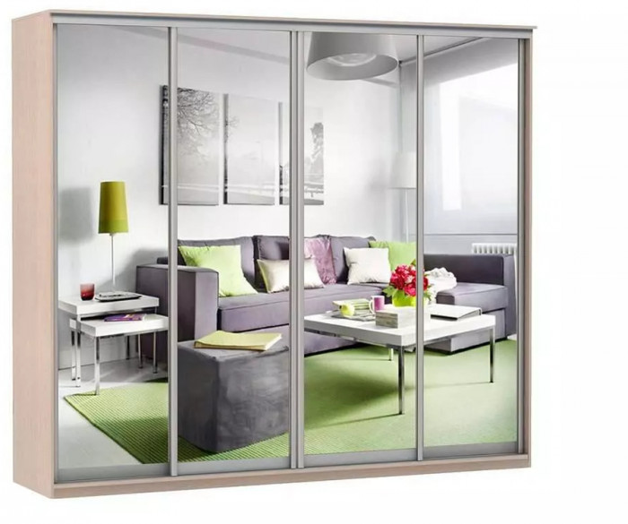 Шкаф купе Модерн 2362х450 4-х дверный 4-х секционный зеркальный ясень