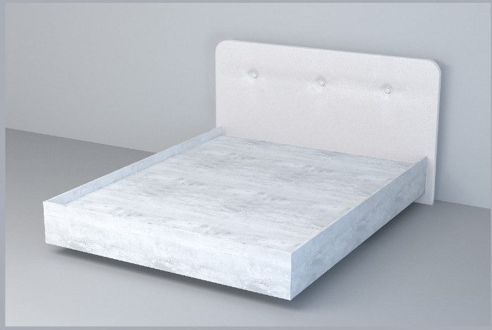 Кровать 1,6 арт.031 (Пуговицы) ЛН. (Бетон Светлый/К/з Белый Глянец)