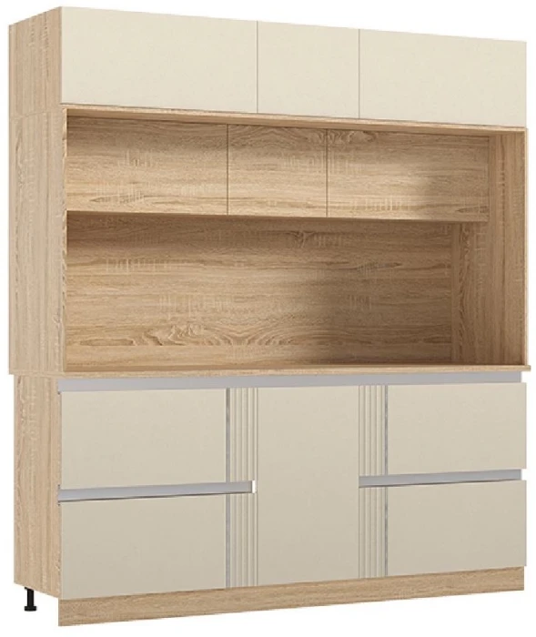 Кухня МДФ Карина Центральная секция 2050 (с местом под посудомойку) Пластер Аворио/Сонома