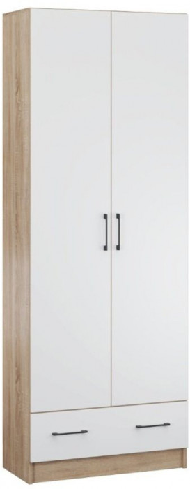Денвер Шкаф 2х-ств. дуб сонома/Белый