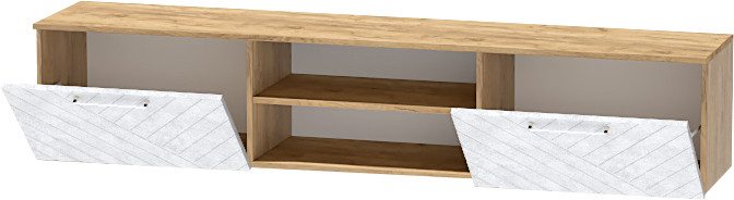 Тумба-2 под ТВ подвесная "Иннэс-7", Крафт золотой/Бетон снежный