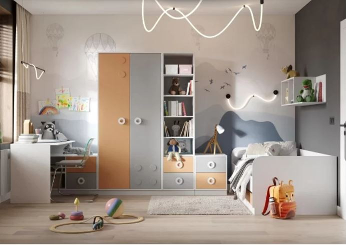 Детская "Турбо" композиция 2 "Белый шагрень", "Шарли Терракота" / "Шарли кашемир" / "Шарли белый"