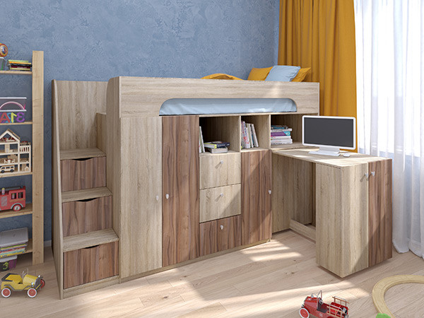 Кровать чердак Астра 11 Сонома/Орех