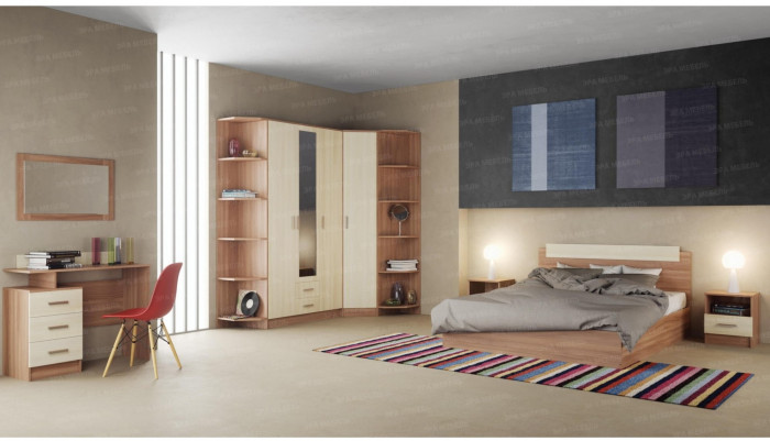 Модульная спальня Эко, композиция 2, Ясень шимо светлый