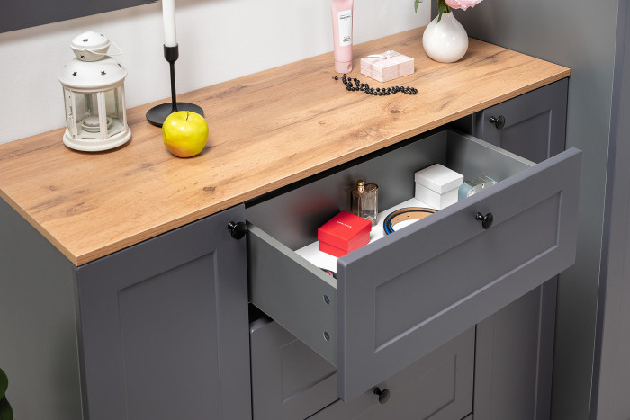 Остин Прихожая 33, цвет серый графит/дуб крафт золотой, ШхГхВ 200х54,3х229,6 см., универсальная сборка