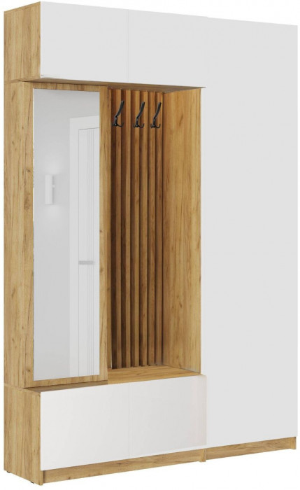 Модульная прихожая, крафт Золотой/ Белый глянец (Дуб Крафт Золотой, Белый глянец)