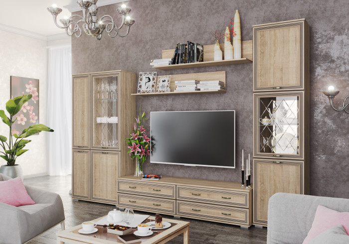 Модульная гостиная Ливорно, набор 5, Дуб сонома
