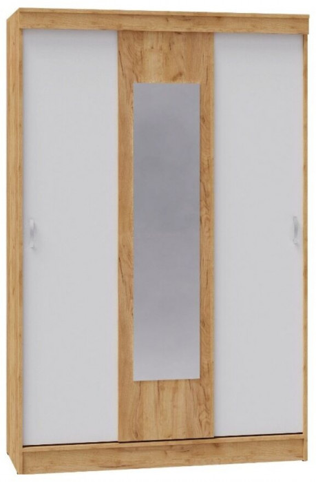 Шкаф-купе, Белый/Дуб крафт золотой