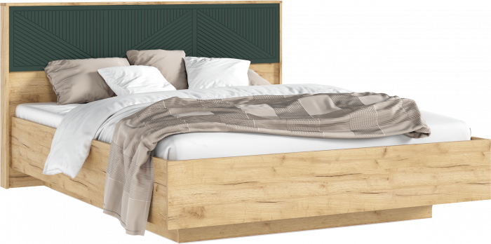 Сильвия Кровать парящая 1,6м (ортопед дерево) Браш Мени Грин/Дуб Крафт, Дуб Крафт