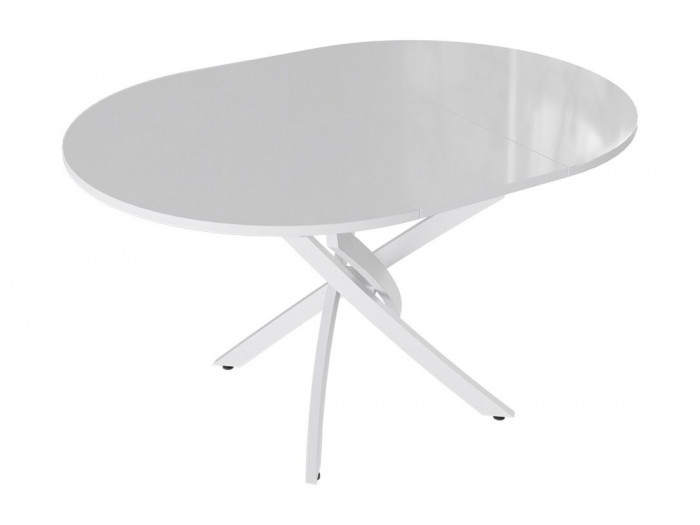 Стол обеденный Галакси, Белый муар/Белый глянец