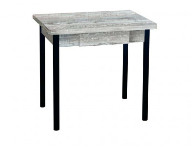 Эко 80х60 стол обеденный раскладной с ящиком / бетон темный/черный