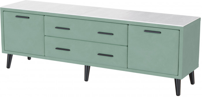 Тумба ТВ интерьерная 1,6 Пай мятный/мдф холст белый