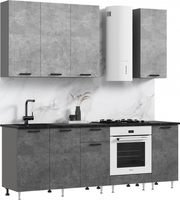 Кухня Рио NEW ЛДСП 2,2/900м (490), Компановка №2, Бетон светлый/Бетон темный, Графит
