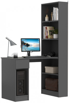 Лайт Шкаф комбинированный 10.01 (Стол письменный), цвет тёмно-серый, ШхГхВ 115,3х58,2х179 см., универсальная сборка(обязательно крепление к стене)
