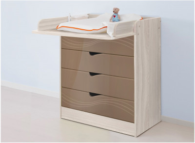 Бриз МДФ Комод раскладной (Волна/Ясень шимо светлый/Шоколад)
