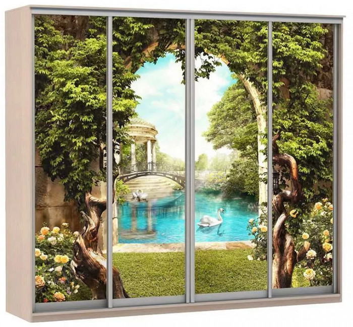 Шкаф купе Модерн 2362х450 4-х дверный 4-х секционный фотопечать №3 ясень