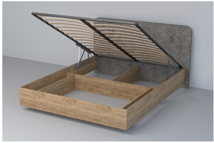 Кровать 1,6 арт.031 (Пуговицы) ПМ (Дуб Крафт Золотой/К/з Белый Глянец)