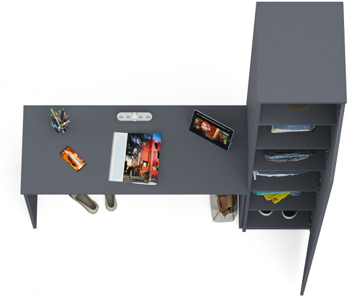 Мори Стол письменный МСП1200.1 + Пенал МШ400.1, цвет графит, ШхГхВ 160,8х50,4х209,6 см., универсальная сборка