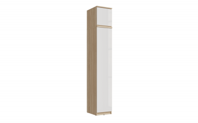 Челси Пенал 1 створка + антресоль 400 (Дуб Сонома, Белый глянец)