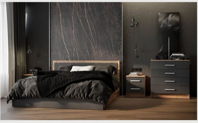 Модульная спальня Мартина, крафт/графит софт (Дуб крафт/ Графит)