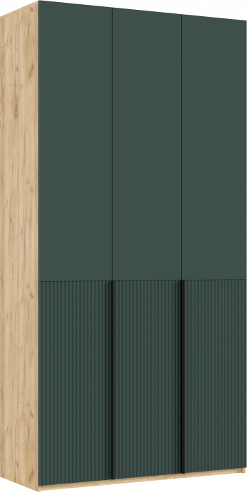 Марвэл Шкаф 3-х створчатый 1200, с доп.ящиками Браш Мени Грин, Дуб Крафт