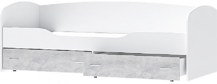 Кровать Бриз-2 80х190 (Белый / Цемент светлый)