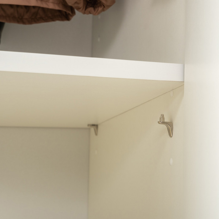 Октава 13.338 Шкаф для одежды + 13.338 Шкаф, цвет белый шагрень/дуб крафт золотой/фасады МДФ белый шагрень и зеркало, ШхГхВ 128,8х35,3х197,6 см.