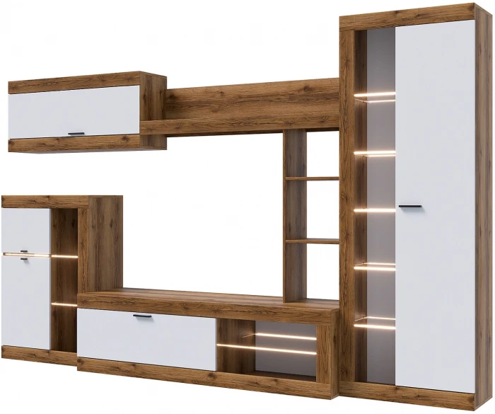 Прага Модульная Гостиная, вариант №4, делано/Белый глянец