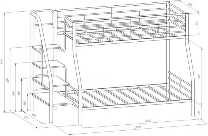 Двухъярусная кровать Толедо-1 (Серый)