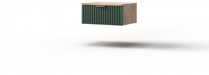 Тумба (1 ящик) "Герта" - Дуб канзас/Зеленый матовый