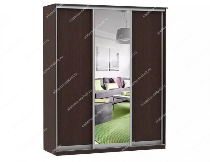 Шкаф купе Модерн 1776х450 3-х дверный 2-х секционный зеркало венге