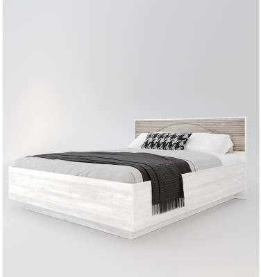 Кровать КИНГ-САЙЗ 180х200 "Монтале" с ПМ - Бетон пайн светлый/Астана роузвуд