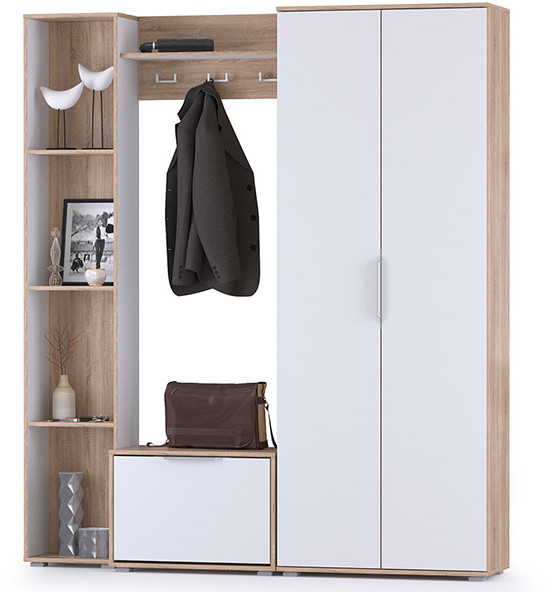 Куба Прихожая 22, цвет дуб сонома/белый премиум, ШхГхВ 182,8х38,3х210,6 см., универсальная сборка