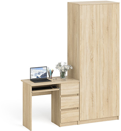 Мори Стол компьютерный МС-6 правый + Шкаф МШ800.1, цвет дуб сонома, ШхГхВ 170,4х50,4х209,6 см., выдвижные ящики справа, НЕ универсальная сборка