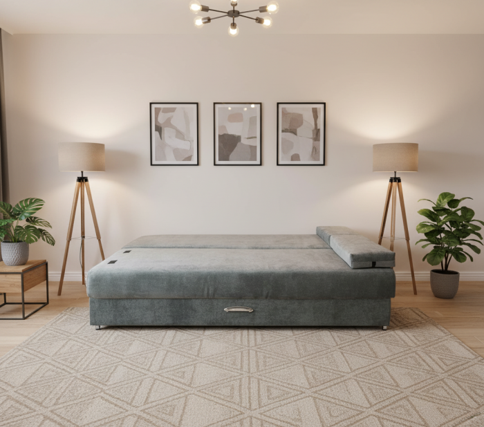 Диван-еврокнижка Амстердам Мини люкс, 150, велюр серый