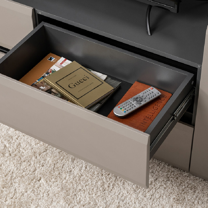 Сидней Комплектация № 043, цвет корпус: антрацит/фасады: МДФ веллюто капучино, ШхГхВ 130х41,3х185 см., ниша для ТВ 129х41х100 см., универс. сборка