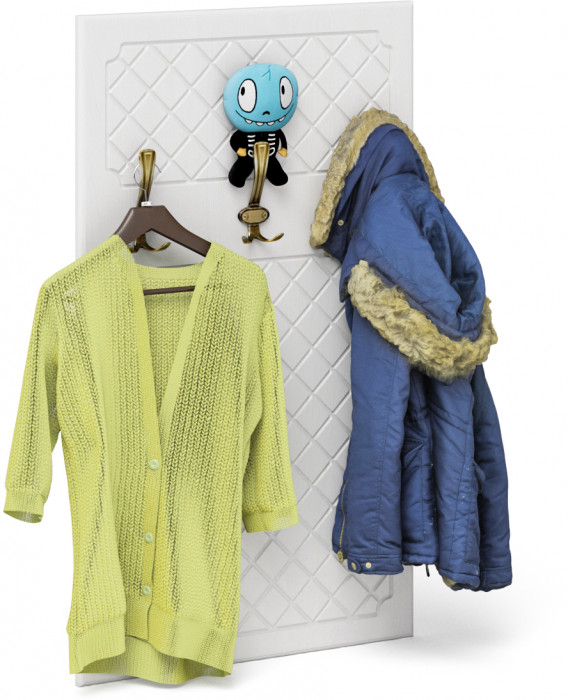 Прихожая П-6 Тумба для обуви 2 секции + Вешалка, цвет дуб сонома/фасады МДФ белое дерево фрезеровка ромб, ШхГхВ 50х35х210 см.