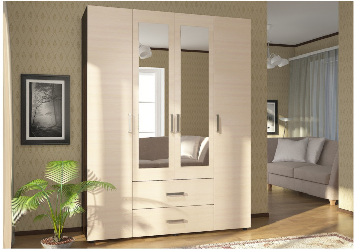 Шкаф ЭВА 4х створчатый ШК-020 (Венге / дуб молочный)