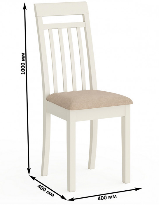 Стул Мебель--24 разборный Гольф-11, цвет слоновая кость, обивка ткань велюр бежевый 05, ШхГхВ 40х40х100 см., от пола до верха сиденья 47 см.
