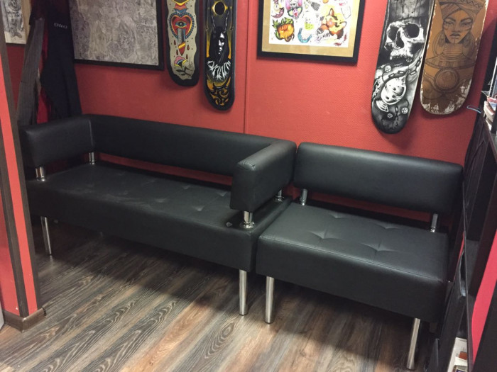 Диван Бизнес 100, экокожа, черный