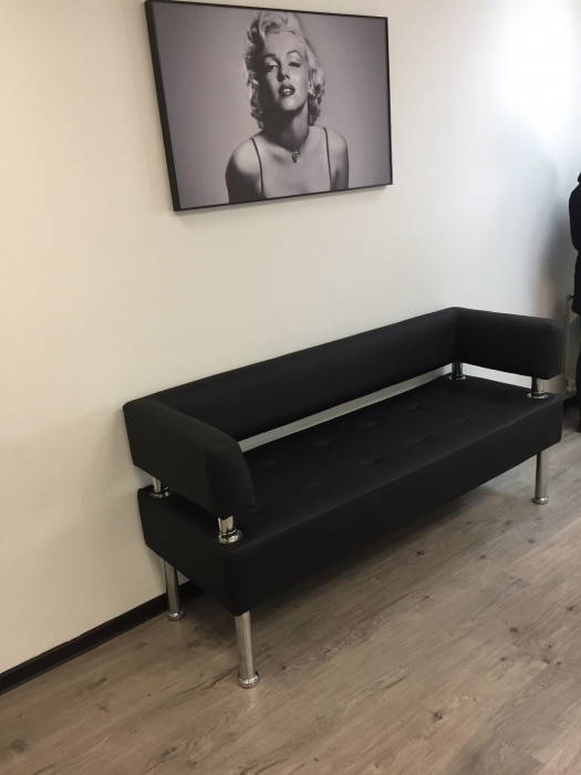 Диван Бизнес 100, экокожа, черный